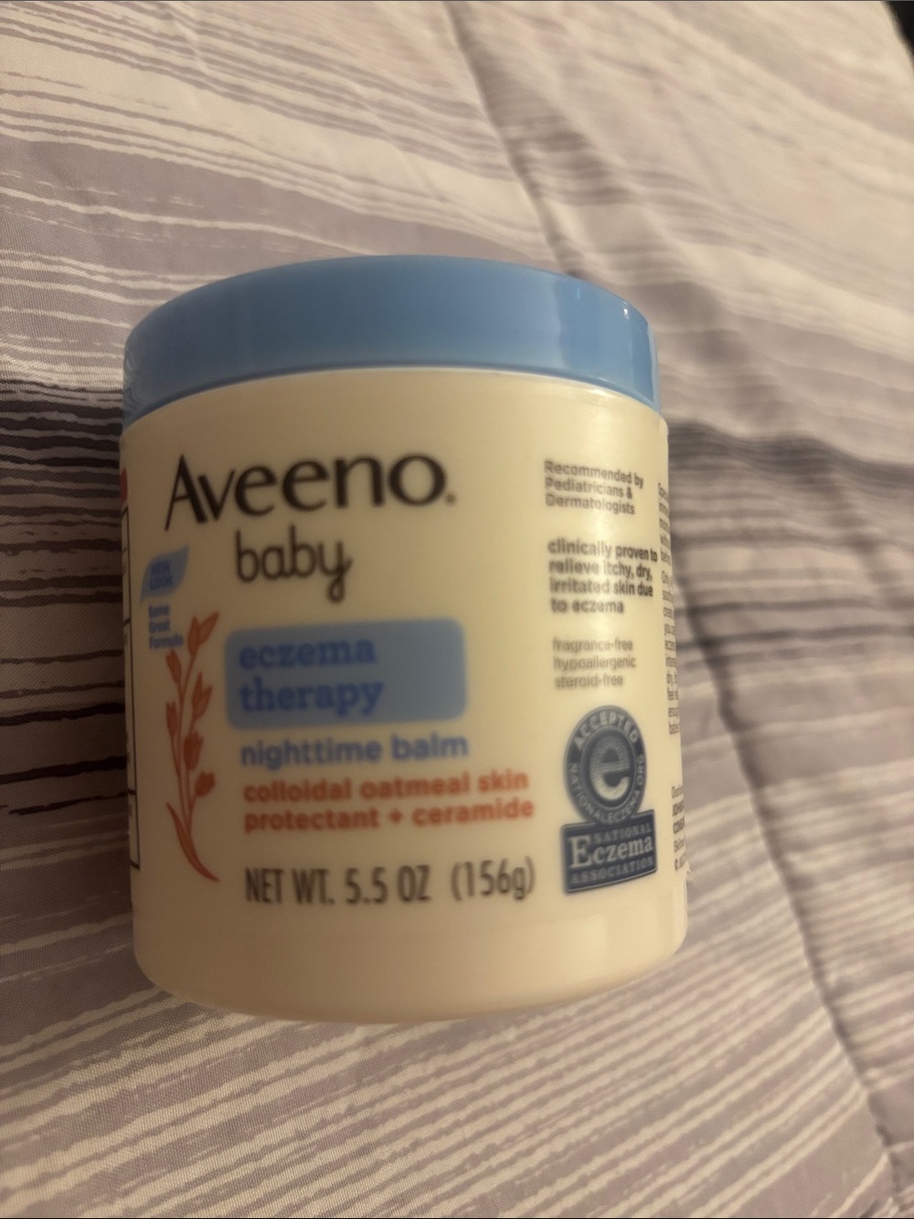 Aveeno Baby Eczema Therapy Nighttime Balm - Blue & Cream Jar